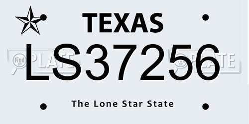 LS37256 Texas License Plate