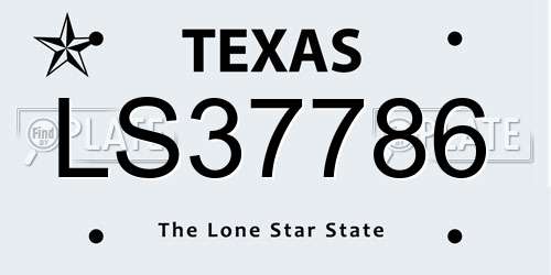 LS37786 Texas License Plate