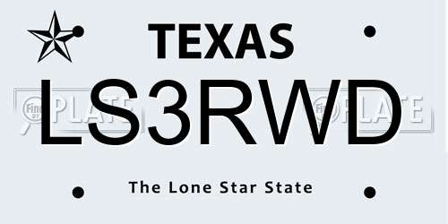 LS3RWD Texas License Plate