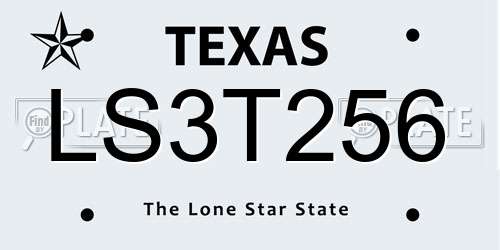 LS3T256 Texas License Plate