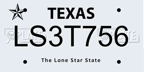 LS3T756 Texas License Plate