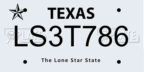 LS3T786 Texas License Plate