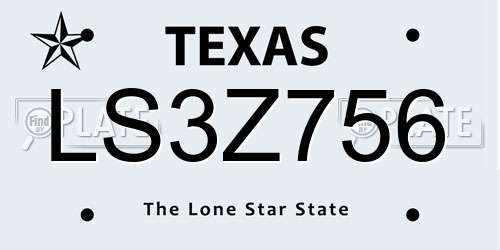 LS3Z756 Texas License Plate