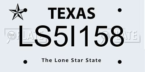 LS5I158 Texas License Plate