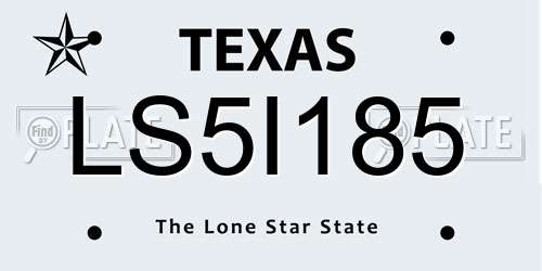 LS5I185 Texas License Plate