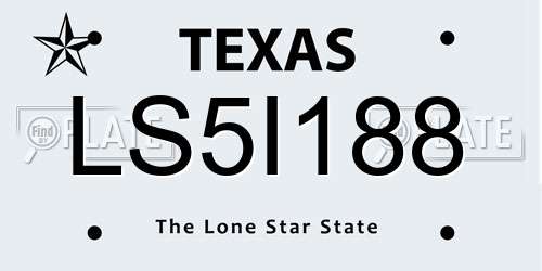 LS5I188 Texas License Plate