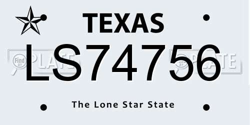 LS74756 Texas License Plate