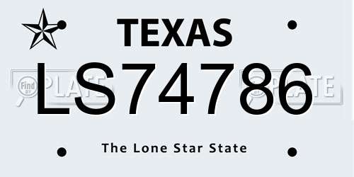 LS74786 Texas License Plate