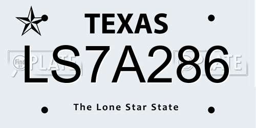 LS7A286 Texas License Plate