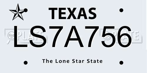 LS7A756 Texas License Plate