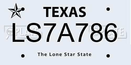 LS7A786 Texas License Plate