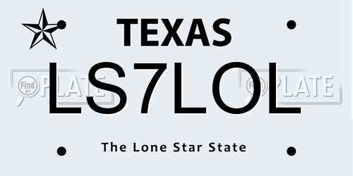 LS7LOL Texas License Plate