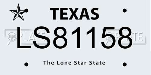 LS81158 Texas License Plate