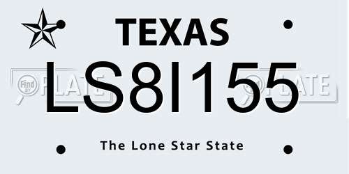 LS8I155 Texas License Plate