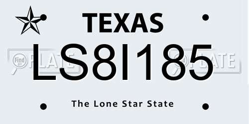 LS8I185 Texas License Plate