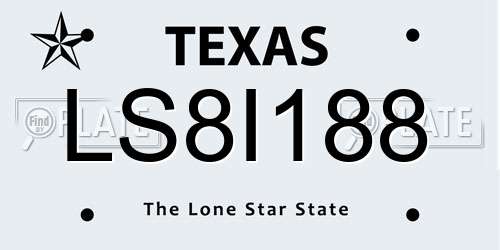 LS8I188 Texas License Plate