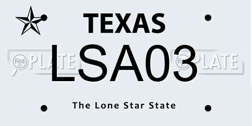 LSA03 Texas License Plate