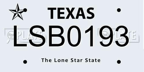 LSB0193 Texas License Plate