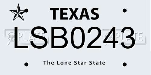 LSB0243 Texas License Plate