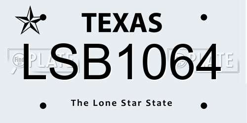 LSB1064 Texas License Plate