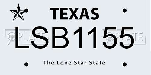 LSB1155 Texas License Plate