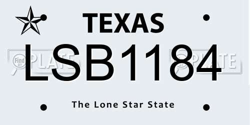 LSB1184 Texas License Plate