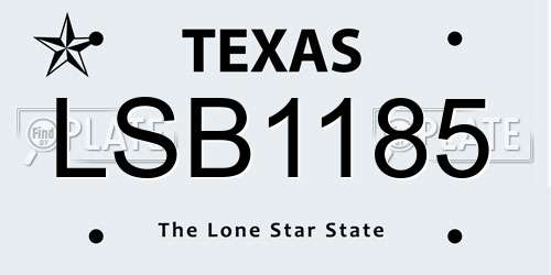 LSB1185 Texas License Plate