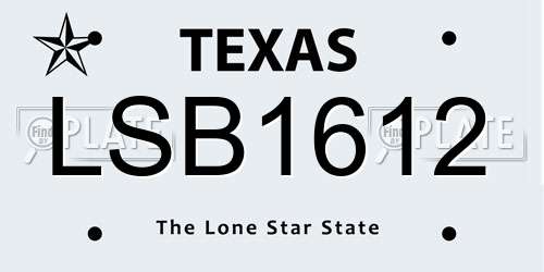 LSB1612 Texas License Plate
