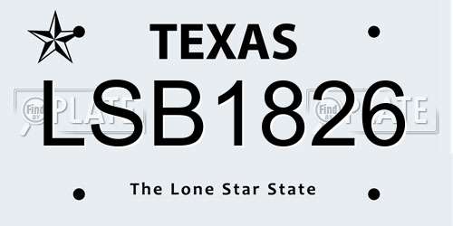 LSB1826 Texas License Plate