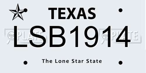 LSB1914 Texas License Plate