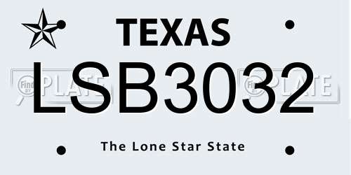 LSB3032 Texas License Plate
