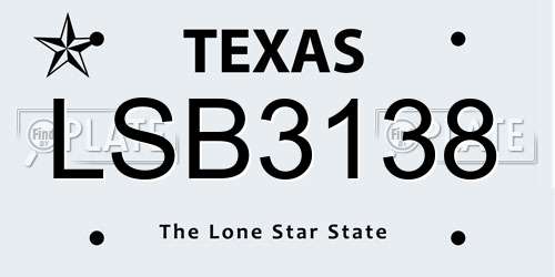 LSB3138 Texas License Plate