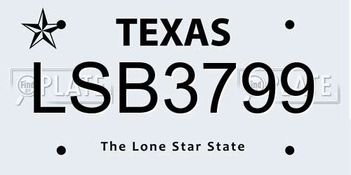 LSB3799 Texas License Plate