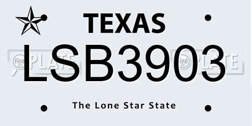 LSB3903 Texas License Plate