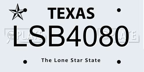 LSB4080 Texas License Plate