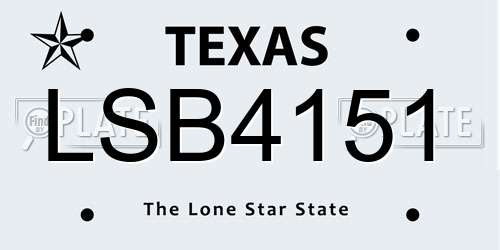 LSB4151 Texas License Plate