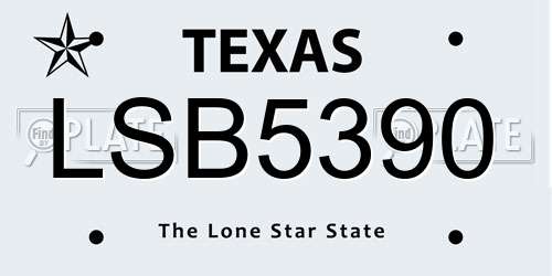 LSB5390 Texas License Plate