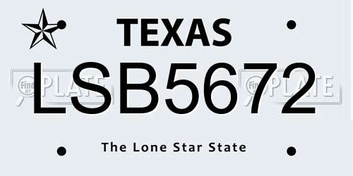 LSB5672 Texas License Plate