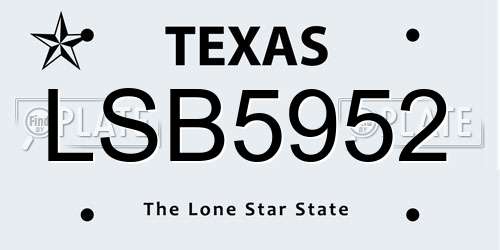LSB5952 Texas License Plate