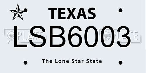 LSB6003 Texas License Plate