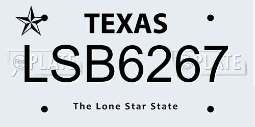 LSB6267 Texas License Plate