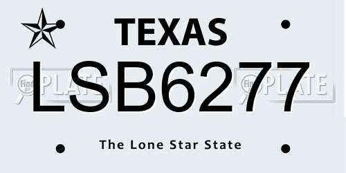 LSB6277 Texas License Plate