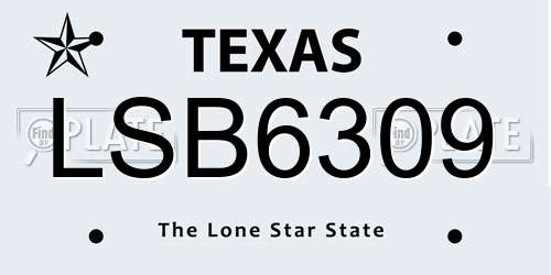LSB6309 Texas License Plate
