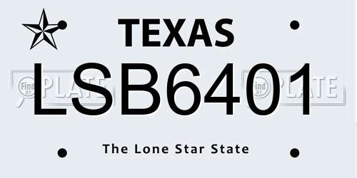LSB6401 Texas License Plate