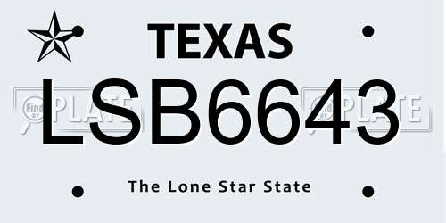 LSB6643 Texas License Plate