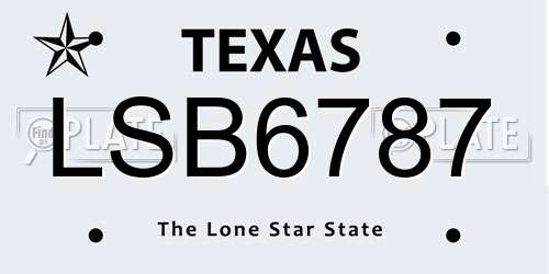 LSB6787 Texas License Plate