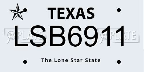 LSB6911 Texas License Plate