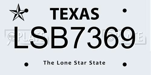 LSB7369 Texas License Plate
