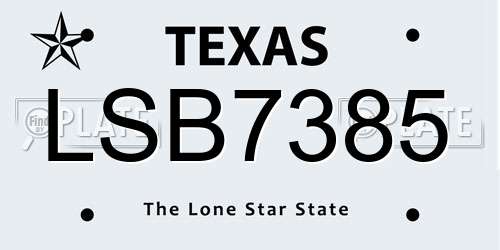 LSB7385 Texas License Plate