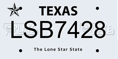 LSB7428 Texas License Plate